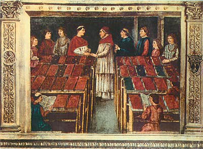 Anonyme, Visite de Sixte IV dans la Bibliotheca Communis